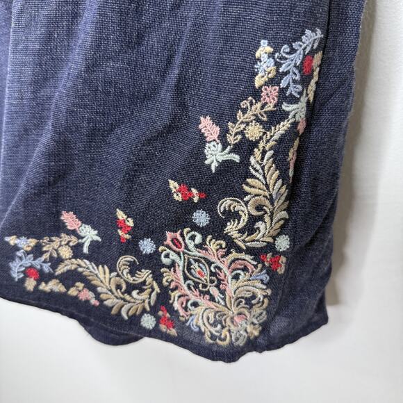 Savanna Jane Romper Large Blue Embroidered Floral Boho Sleeveless Summer NEW - Picture 3 of 7